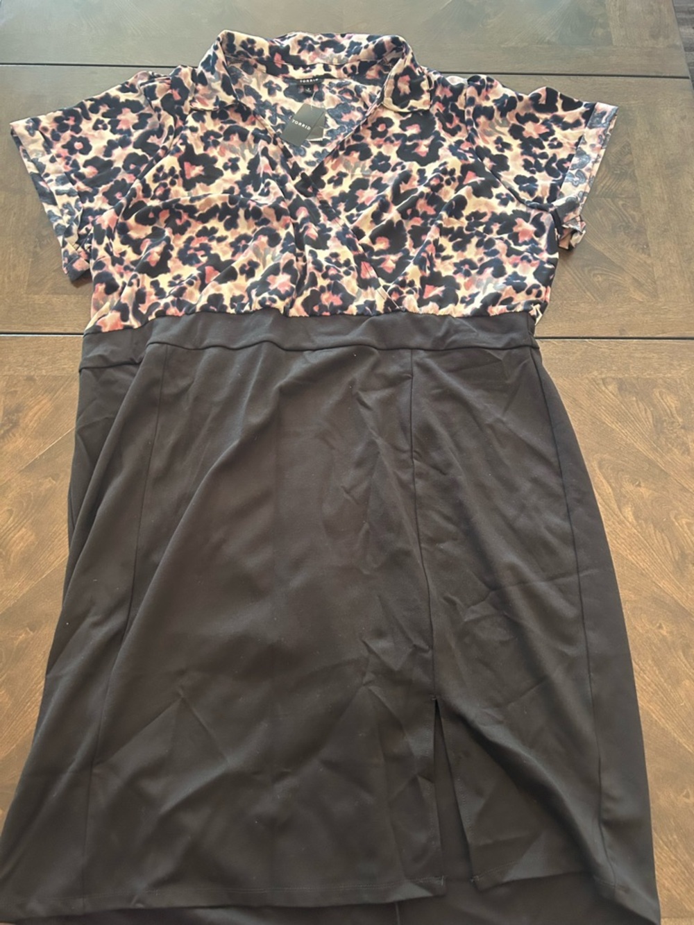 Torrid At the Knee Bodycon Pink and Black Leopard Print Dress
